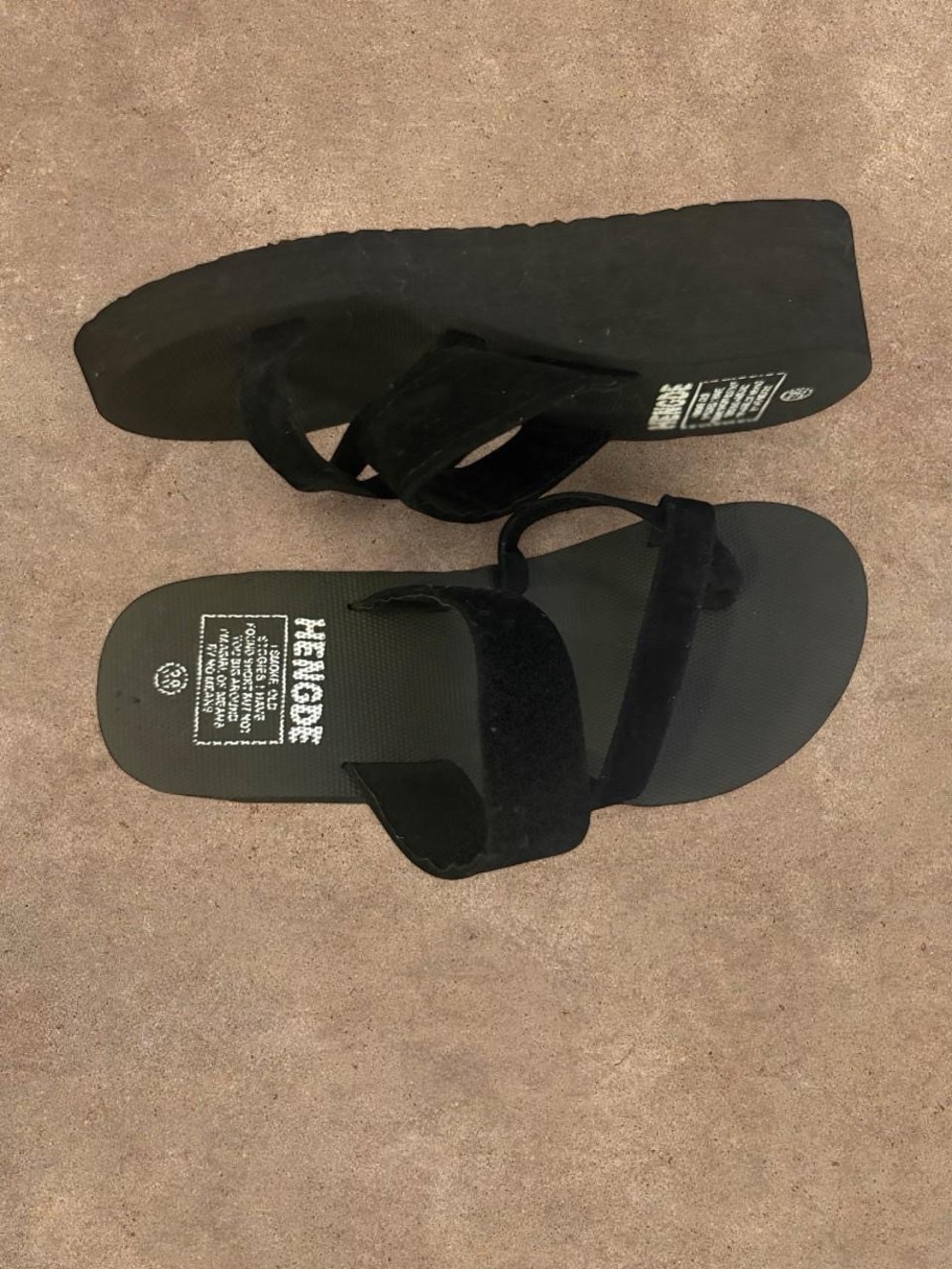 Vintage Black Platform Slide Sandals